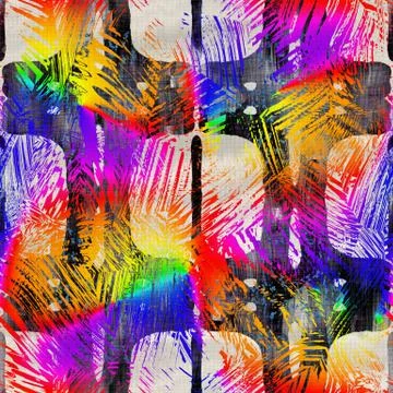 Seamless vibrant rainbow painted texture. Bold psychedelic neon artistic Stock Illustration