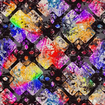 Seamless vibrant rainbow painted texture. Bold psychedelic neon artistic Stock Illustration