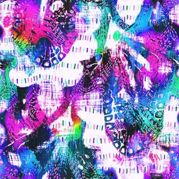 Seamless vibrant rainbow painted texture. Bold psychedelic neon glitch Illustrazione stock