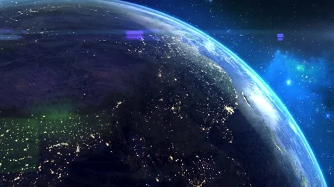 Seamless video loop, view from space of the night planet Earth with the lights Stock Footage 234188121