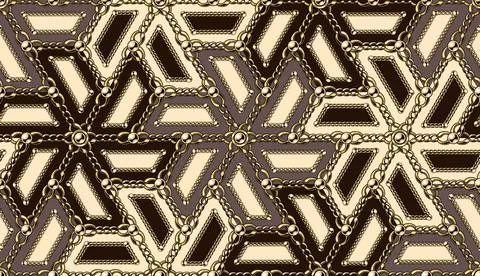 Seamless vintage arabesque pattern with gold chain Stock Illustration