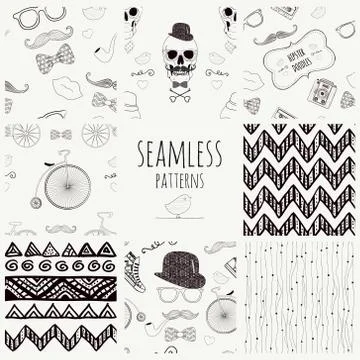 Seamless Vintage Background Set. Stock Illustration