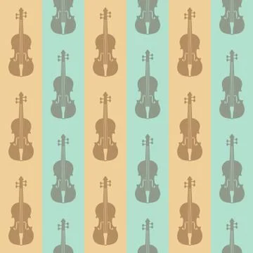 Seamless vintage background with violins Stock Illustration