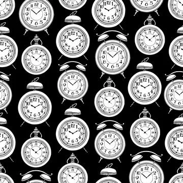 Seamless vintage clock Stock Illustration