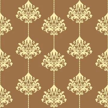 Seamless Vintage Damask Pattern in Cream and brown background Stock Illustration