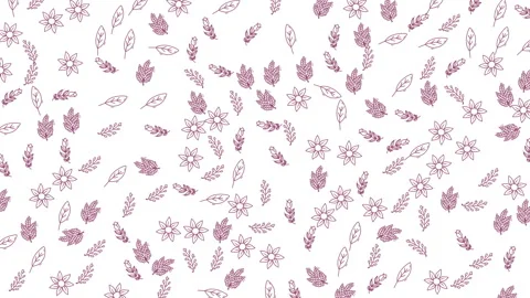 Seamless vintage floral pattern with delicate pink leaves and flowers on wh.. Видео 336830755