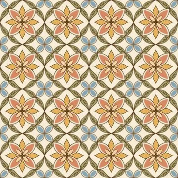 Seamless Vintage Floral Tile Pattern in Pastel Tones Stock Illustration