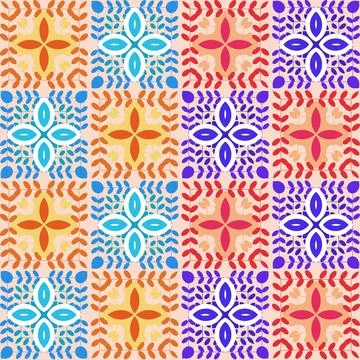 Seamless Vintage Geometric Floral Pattern Stock Illustration