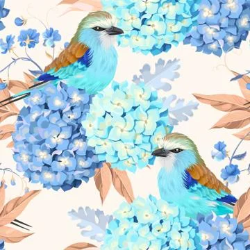 Seamless vintage hydrangea Stock Illustration