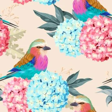 Seamless vintage hydrangea Stock Illustration