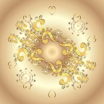 Seamless vintage pattern on beige and yellow colors with golden elements. Christ Stock Illustration