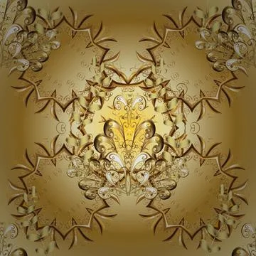 Seamless vintage pattern on beige and yellow colors with golden elements. Christ Illustrazione stock