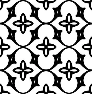 Seamless Vintage Pattern, Black and White Geometric Ornament Stock Illustration
