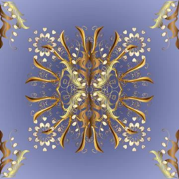 Seamless vintage pattern on blue and violet colors with golden elements. Christm Stockillustratie