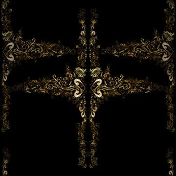 Seamless vintage pattern on brown and black colors with golden elements. Christm Stock Illustration