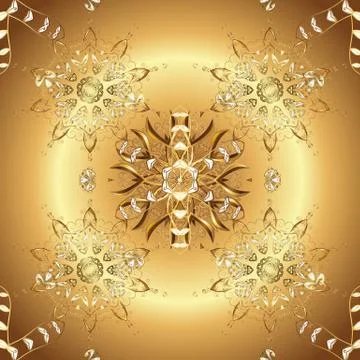 Seamless vintage pattern on brown and beige colors with golden elements. Christm Stock Illustration