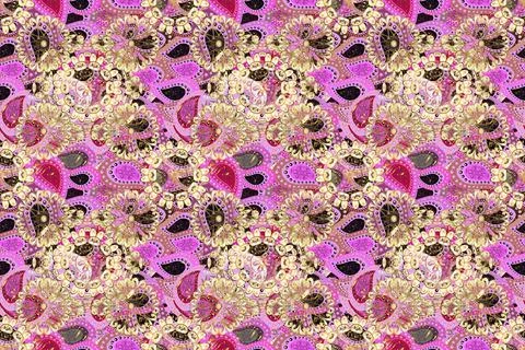 Seamless vintage pattern on brown, pink and beige colors with golden elements. C Stock Illustration