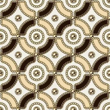 Seamless vintage pattern with circular geometric shapes Stock Illustration