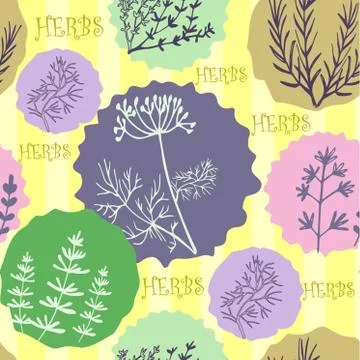 Seamless vintage pattern hand drawn herbs 스톡 일러스트