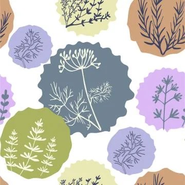 Seamless vintage pattern hand drawn herbs Stock Illustration