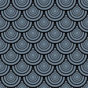 Seamless vintage pattern of overlapping shells in art deco style. Illustrazione stock