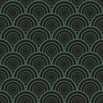 Seamless vintage pattern of overlapping shells in art deco style. Stock Illustration