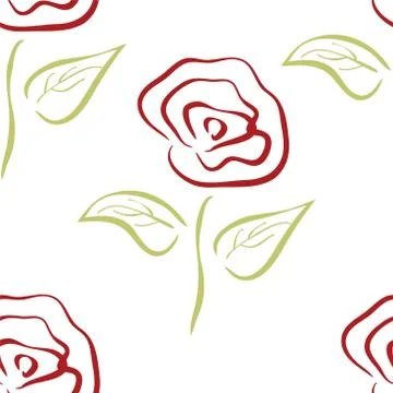 Seamless vintage pattern with red roses. Vector illustration. Stock Illustration