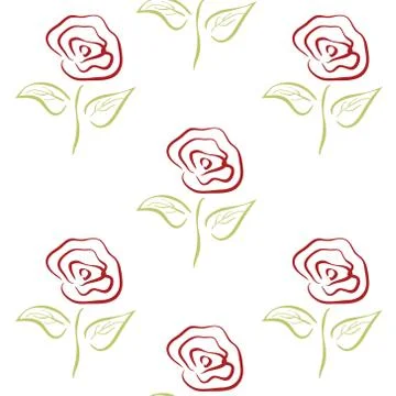 Seamless vintage pattern with red roses. Vector illustration. Stock Illustration