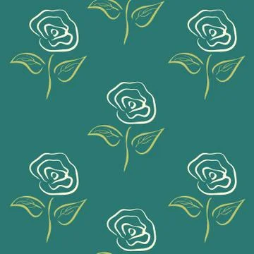 Seamless vintage pattern with red roses. Vector illustration. Stock Illustration