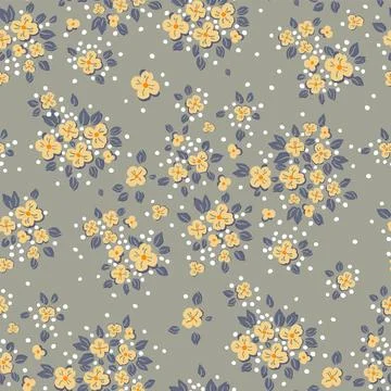 Seamless vintage pattern. Small white flowers on a light green background. .. Stock Illustration