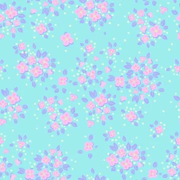 Seamless vintage pattern. Small yellow flowers on a light background. Vector  Stock Illustration