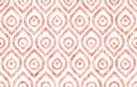 Seamless vintage pattern with stylized peacock feathers. Vintage red ikat o.. Stock Illustration