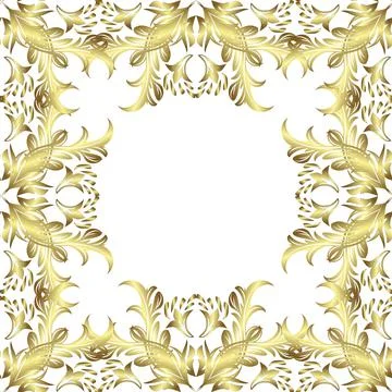 Seamless vintage pattern on white, neutral and yellow colors with golden element Illustrazione stock
