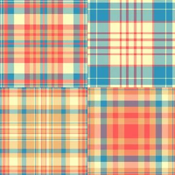 Seamless vintage plaid pattern pack in vector format. Classic tartan backgrou Stock Illustration