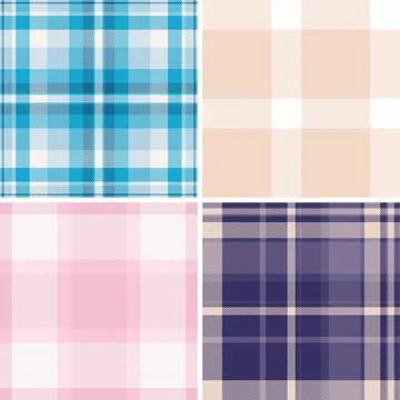 Seamless vintage plaid pattern pack in vector format. Classic tartan backgr.. Stock Illustration