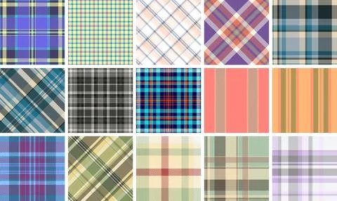 Seamless vintage plaid vector patterns with classic tartan structure. Perfe.. Ilustração Stock