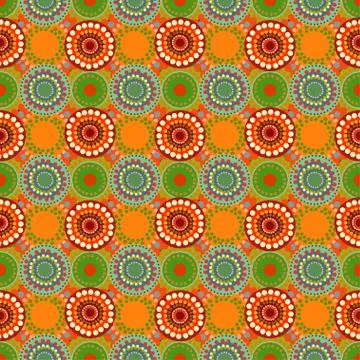 Seamless vintage retro pattern orange textile Stock Illustration