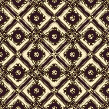 Seamless vintage square pattern with gold chains Stock Illustration