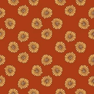 Seamless vintage style pattern with pale yellow sunflower shapes print. Paste Stock Illustration
