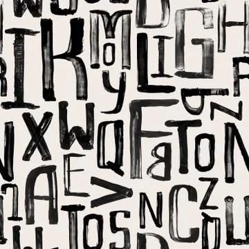 Seamless vintage style pattern, uneven grunge letters of random size Stock Illustration