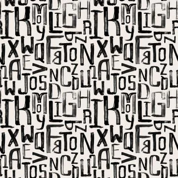 Seamless vintage style pattern, uneven grunge letters of random size Illustrazione stock