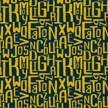 Seamless vintage style pattern, uneven grunge letters of random size Stock Illustration