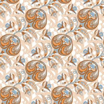 Seamless vintage vector pattern with baroque flowers. Floral traditional tile Stock Illustration