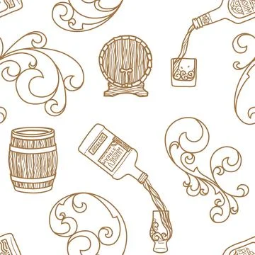 Seamless Vintage Whiskey Pattern Illustrazione stock