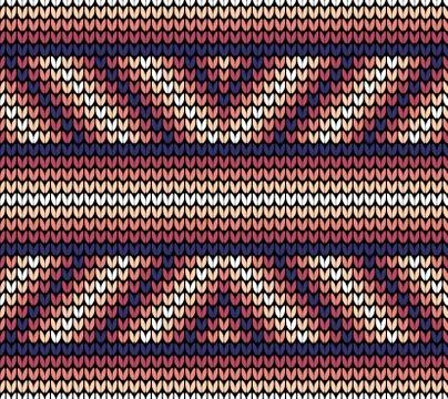 Seamless violet lines knitting pattern Stock Illustration