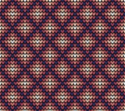 Seamless violet rhombus knitting pattern Stock Illustration