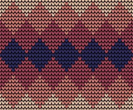 Seamless violet squares knitting pattern Stock Illustration