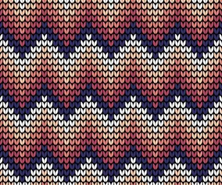 Seamless violet wave knitting pattern Stock Illustration