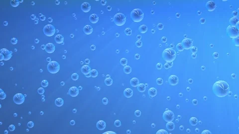 Seamless VJ loop background with transparent bubbles in light blue water Stock Footage 295868170