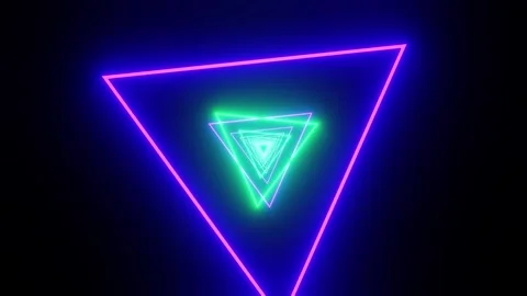 Seamless VJ Loop Featuring Rotating Geometric Purple and Green Triangles Stock Footage 346768887
